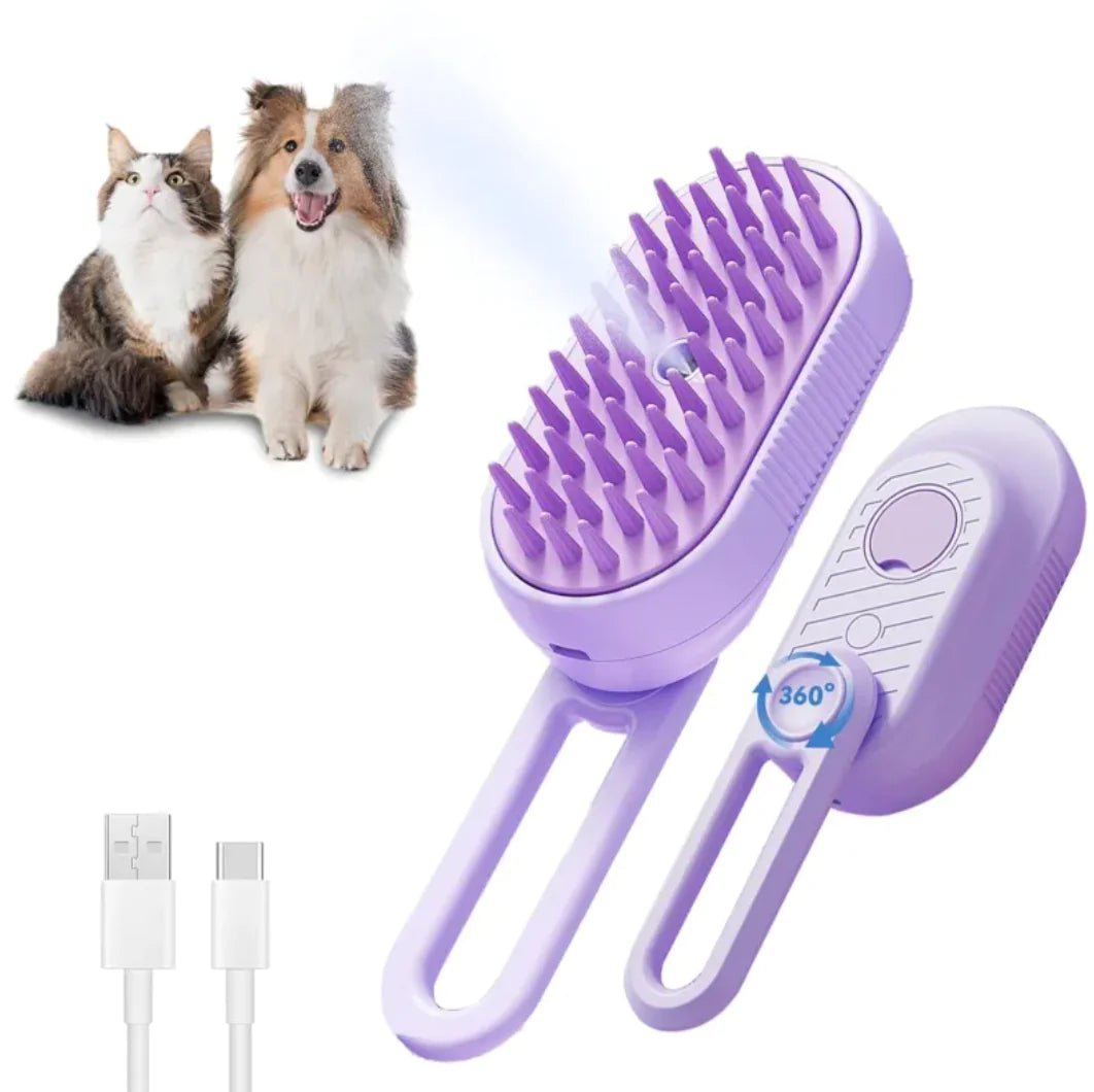 3 - in - 1 Cat & Dog Steam/Mist Grooming Brush (Foldable, Silicone, Spray) - Nimblet