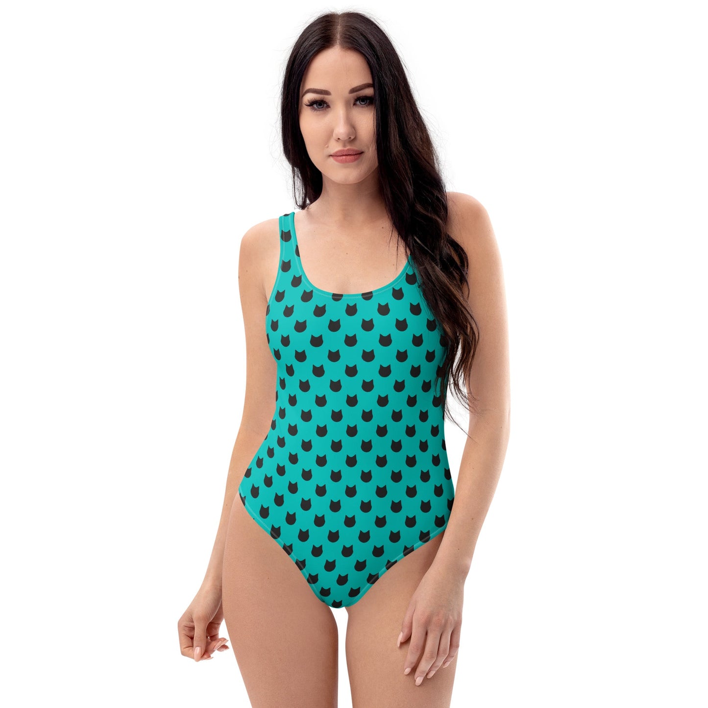Ocean Whiskers – Black Cat Polka Dot One - Piece Swimsuit - Nimblet