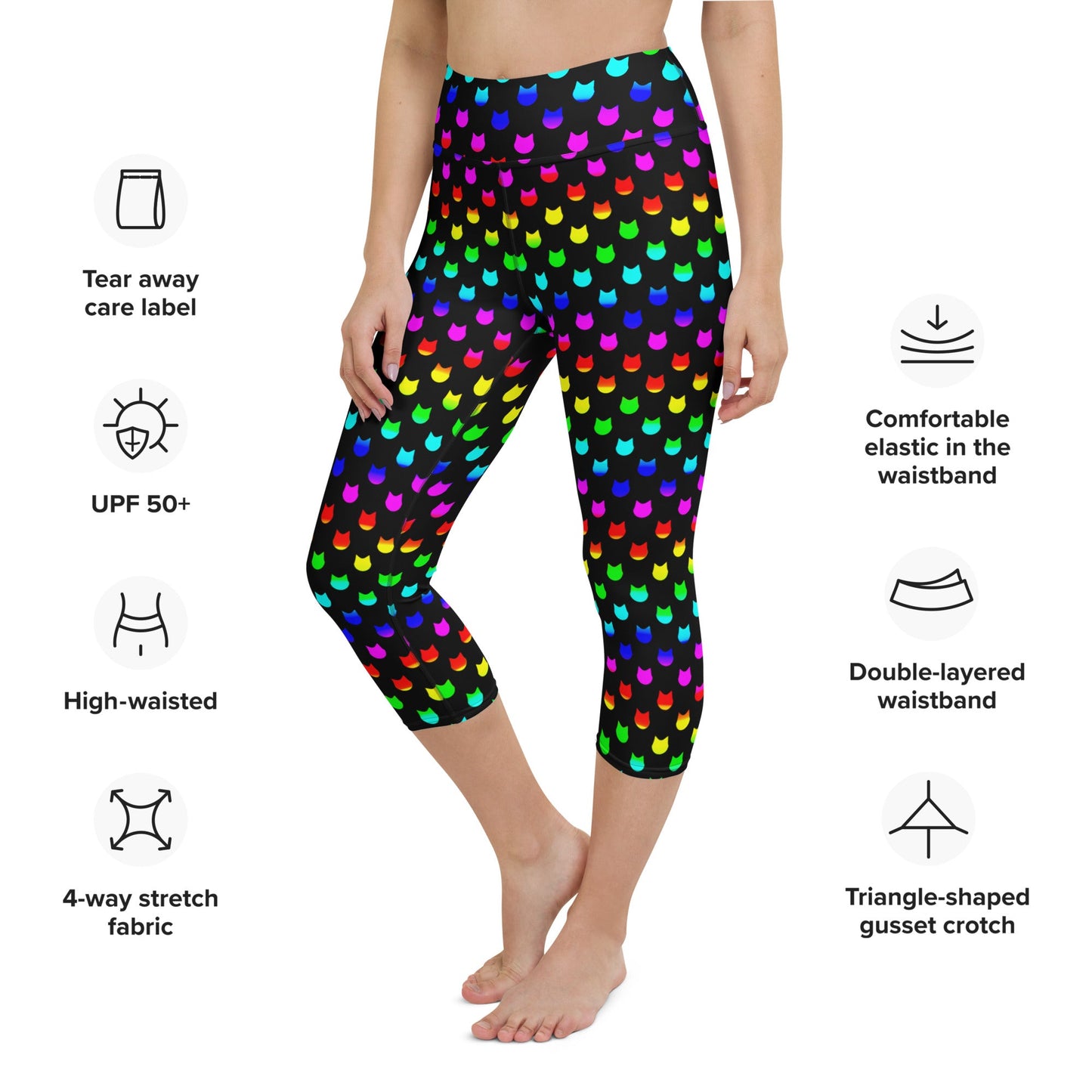 Pokka Kitty Dots Rainbow – Yoga Capri Leggings - Nimblet