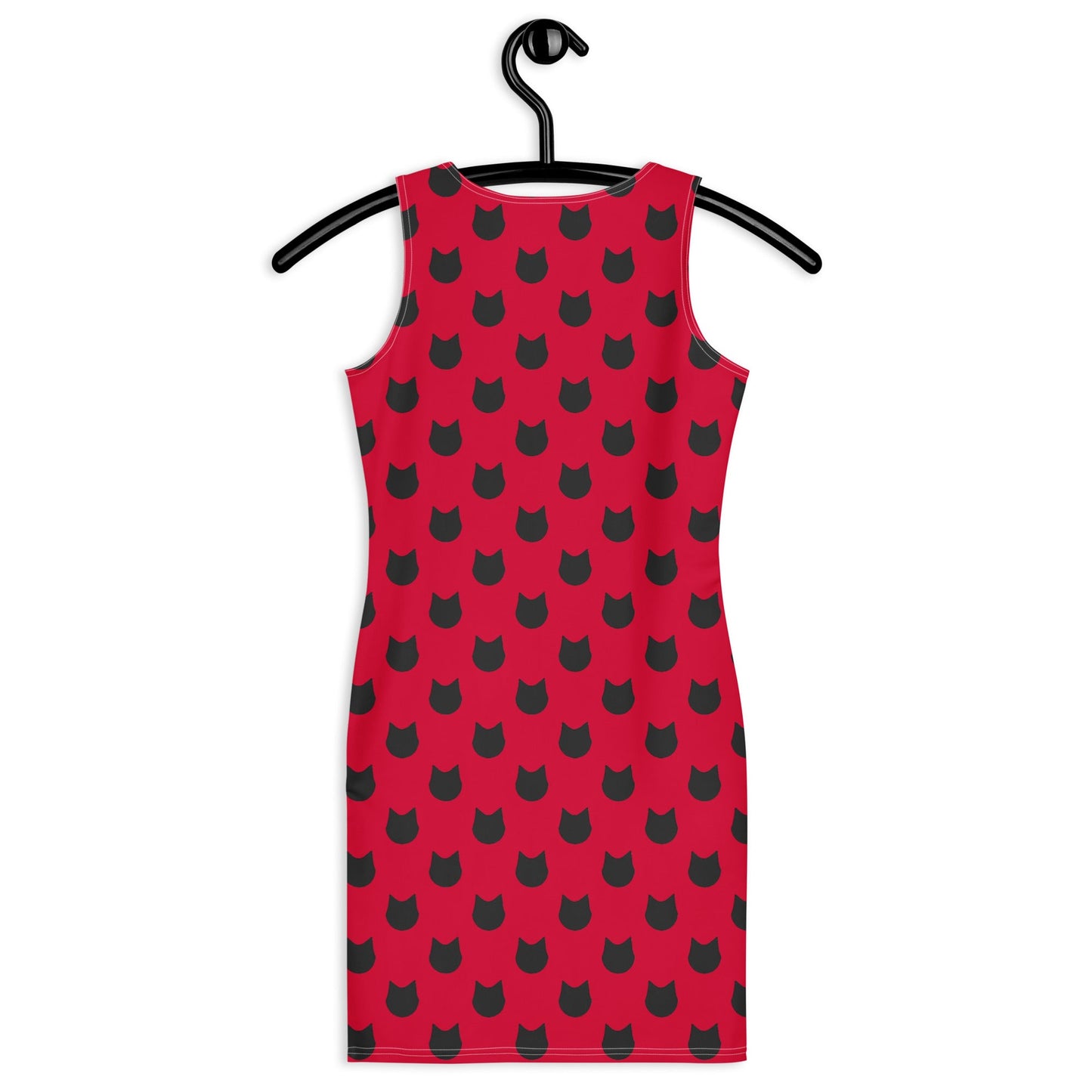 Scarlet Charm – Black Cat Polka Dot Fitted Dress - Nimblet