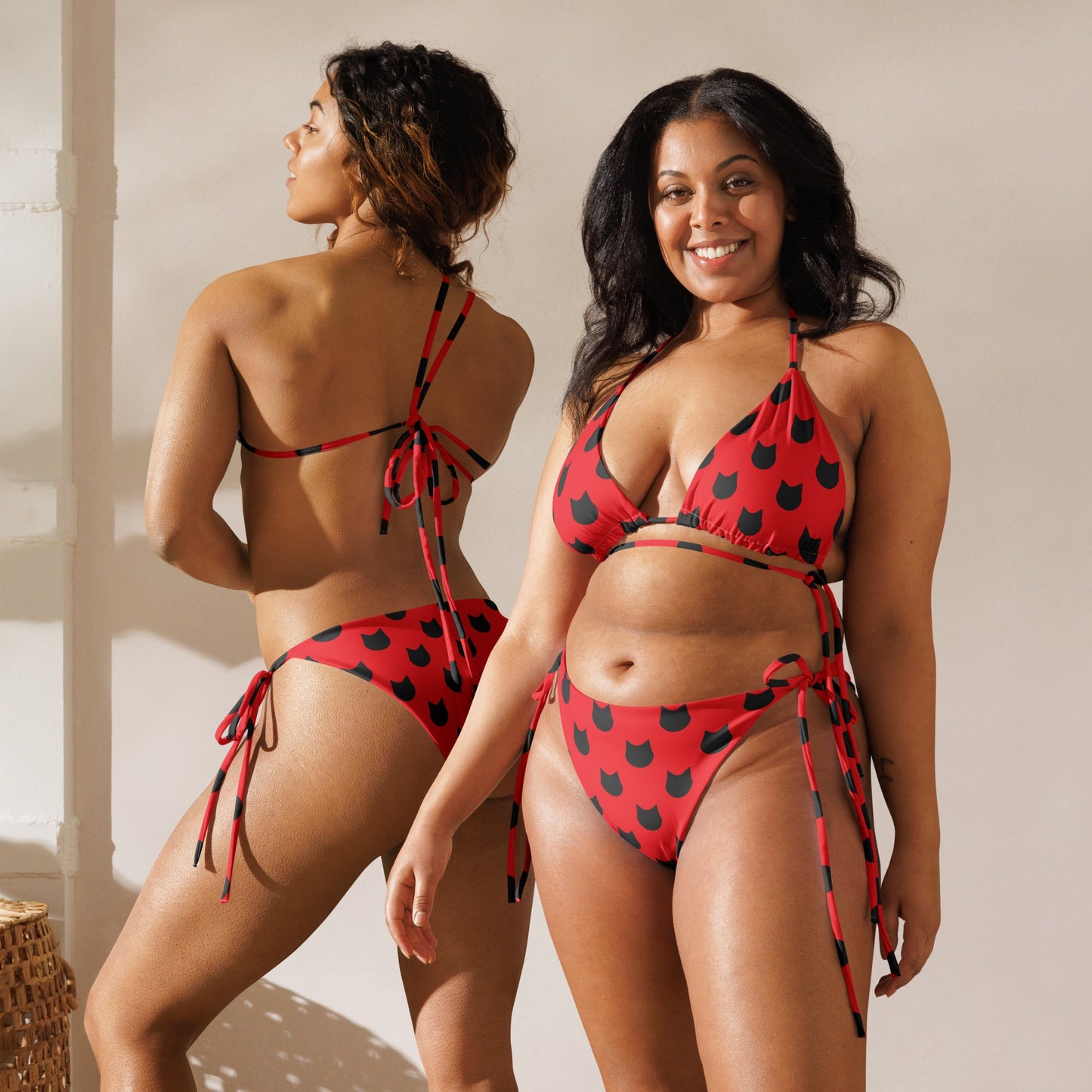 Scarlet Whiskers – Black Cat Polka Dot Bikini - Nimblet