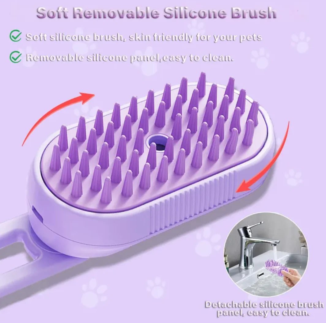 3 - in - 1 Cat & Dog Steam/Mist Grooming Brush (Foldable, Silicone, Spray) - Nimblet