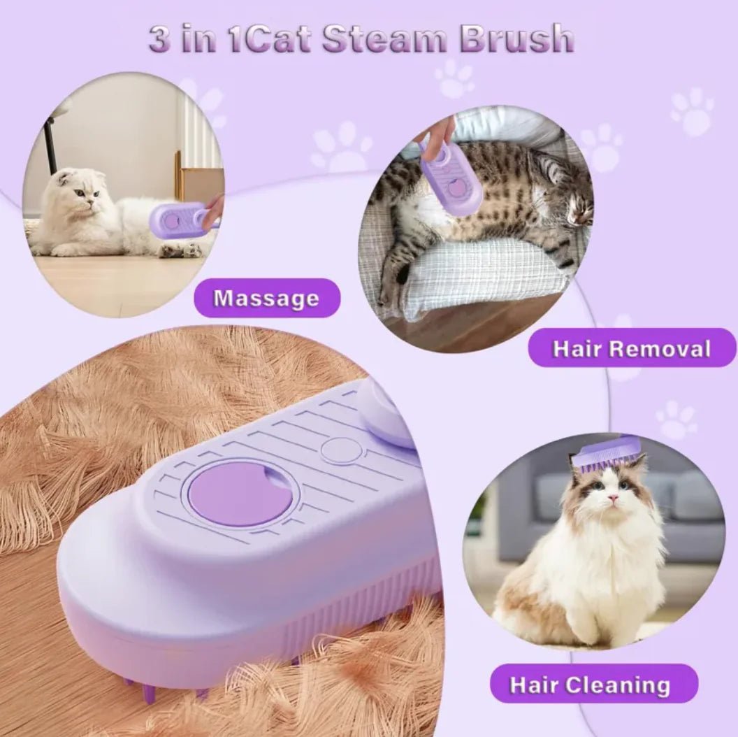 3 - in - 1 Cat & Dog Steam/Mist Grooming Brush (Foldable, Silicone, Spray) - Nimblet