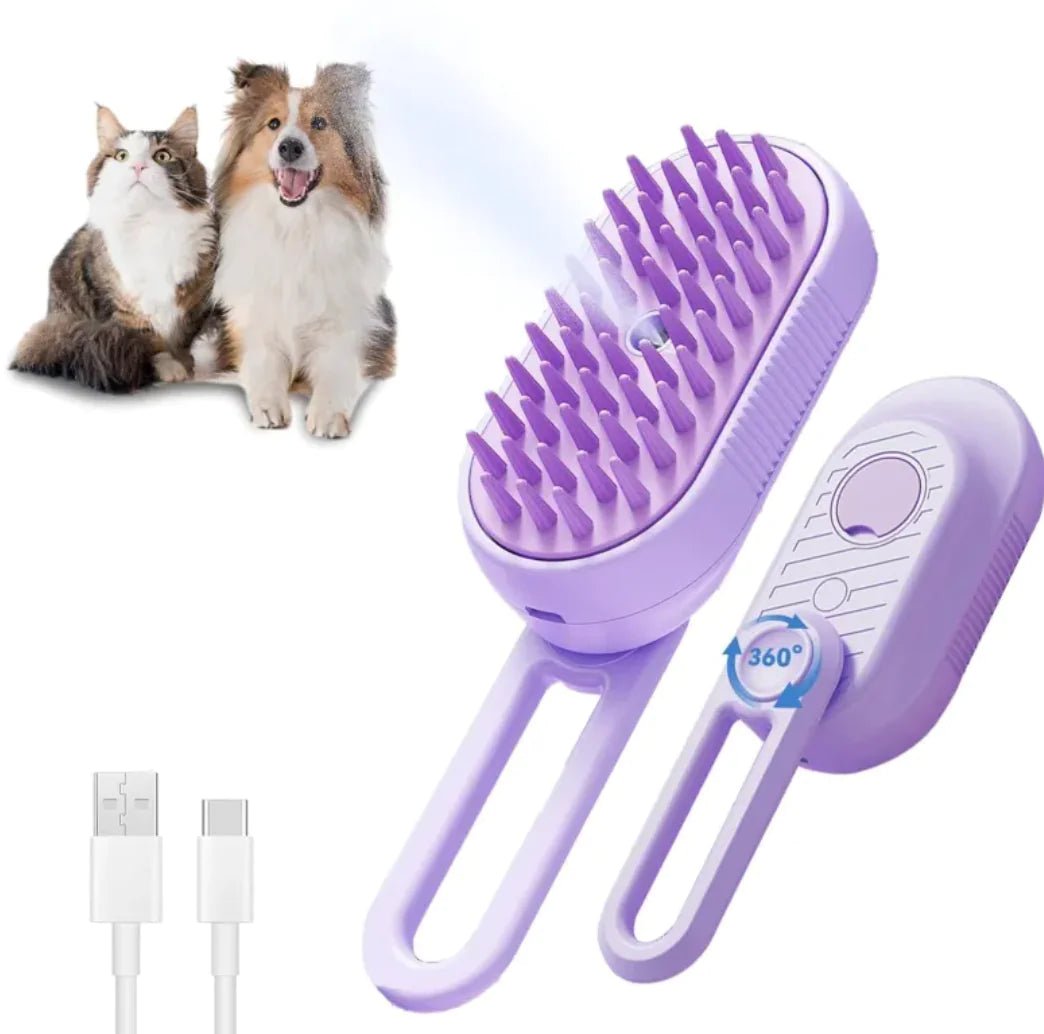 3 - in - 1 Cat & Dog Steam/Mist Grooming Brush (Foldable, Silicone, Spray) - Nimblet