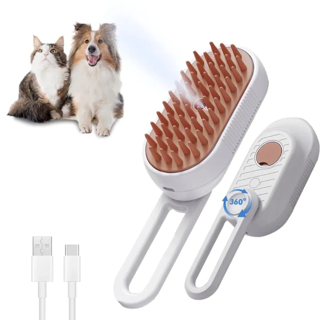 3 - in - 1 Cat & Dog Steam/Mist Grooming Brush (Foldable, Silicone, Spray) - Nimblet
