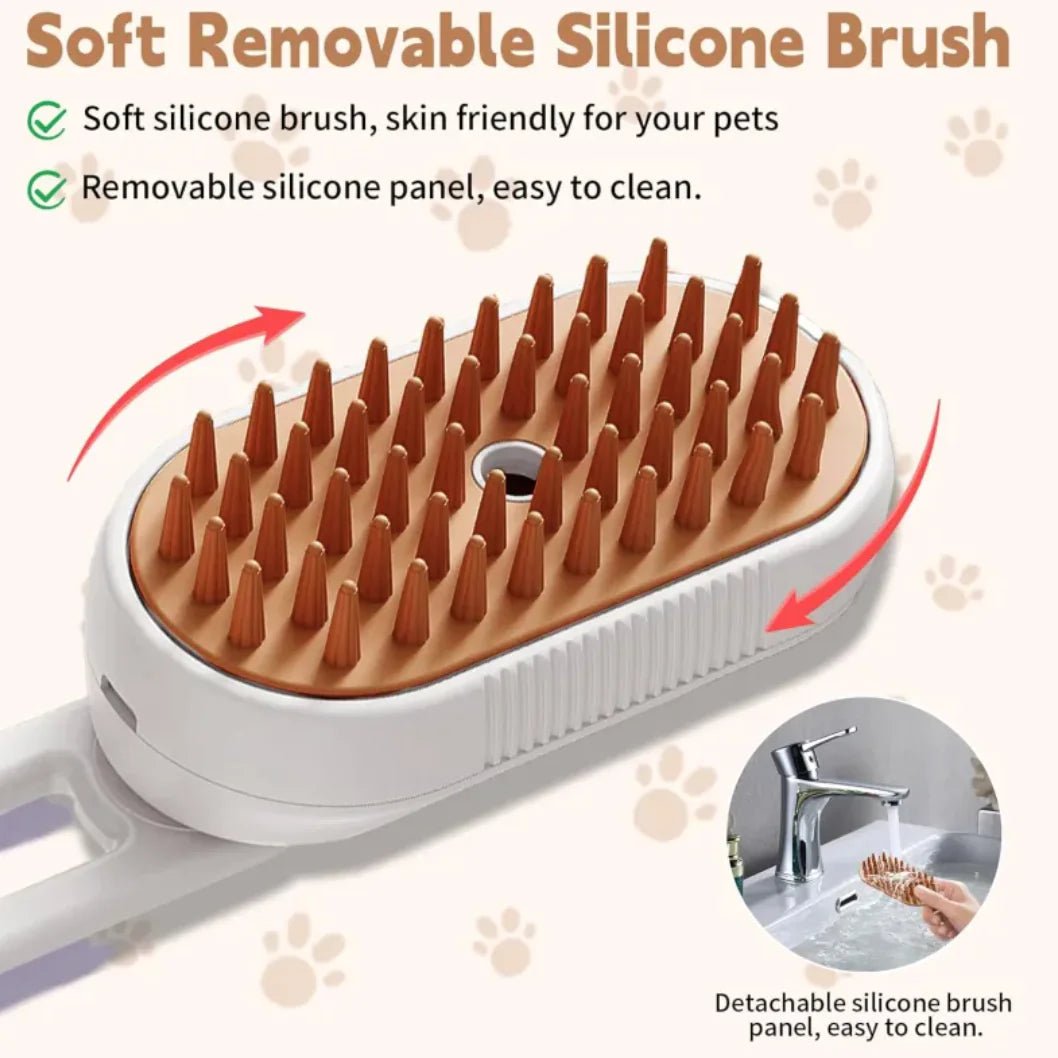 3 - in - 1 Cat & Dog Steam/Mist Grooming Brush (Foldable, Silicone, Spray) - Nimblet