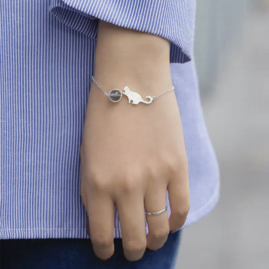 925 Silver Moonstone Kitty Bracelet – Celestial Charm - Nimblet