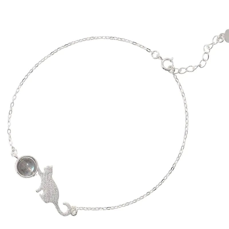 925 Silver Moonstone Kitty Bracelet – Celestial Charm - Nimblet