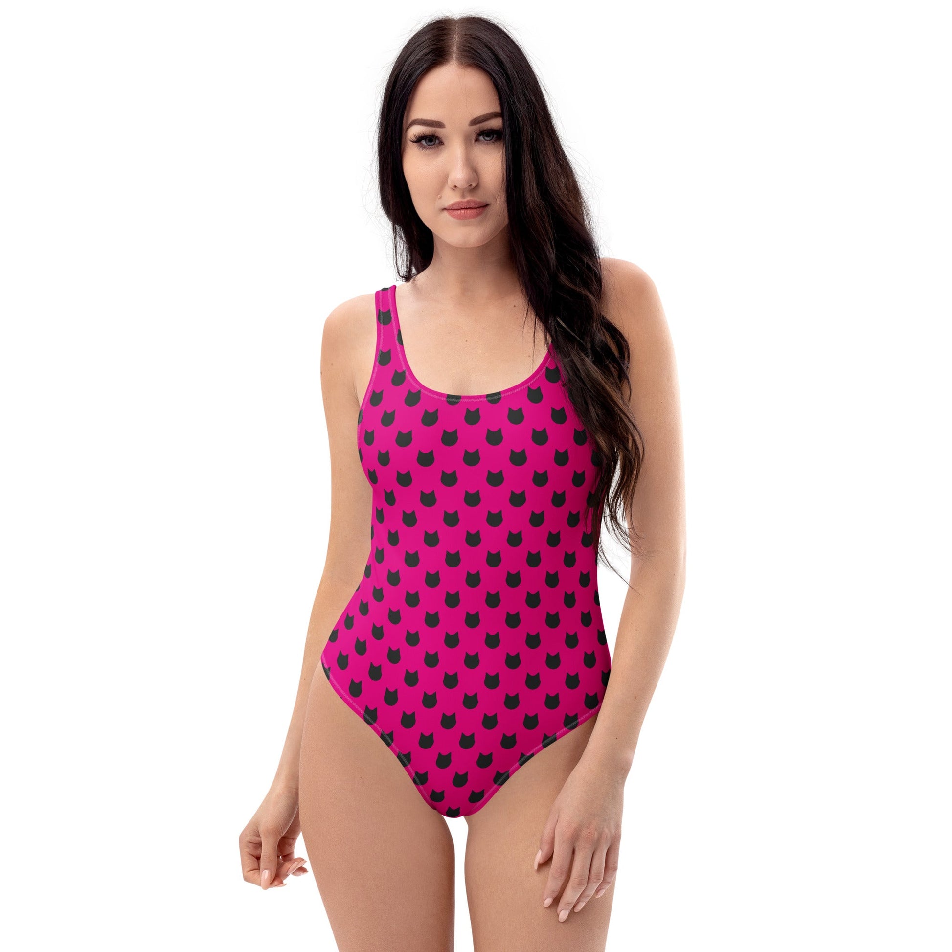 Berry Whiskers – Black Cat Polka Dot One - Piece Swimsuit - Nimblet