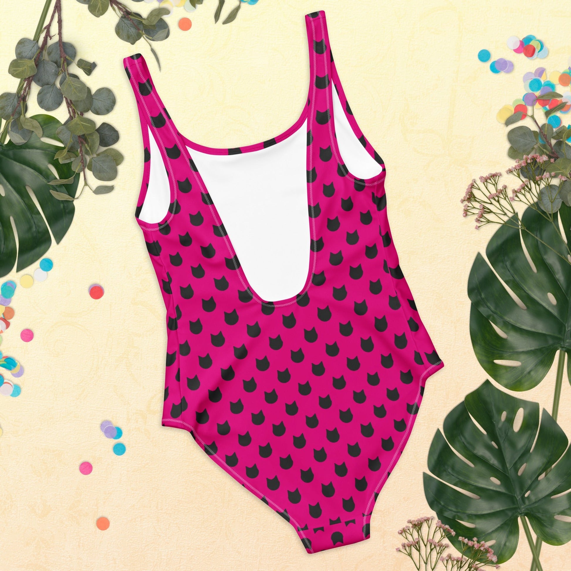 Berry Whiskers – Black Cat Polka Dot One - Piece Swimsuit - Nimblet