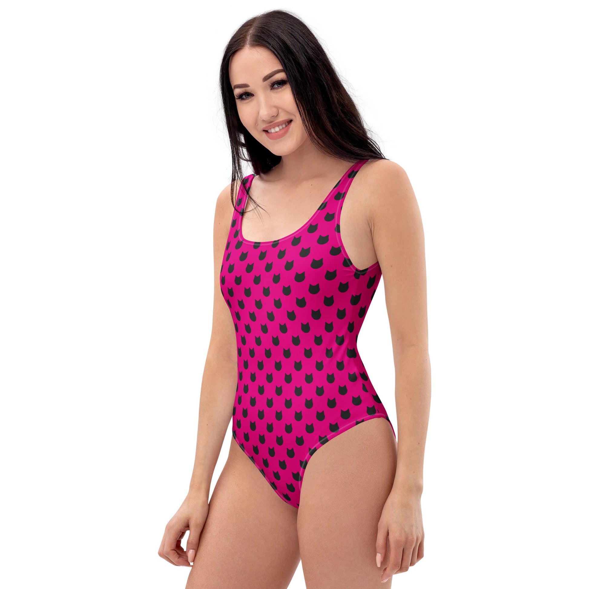 Berry Whiskers – Black Cat Polka Dot One - Piece Swimsuit - Nimblet