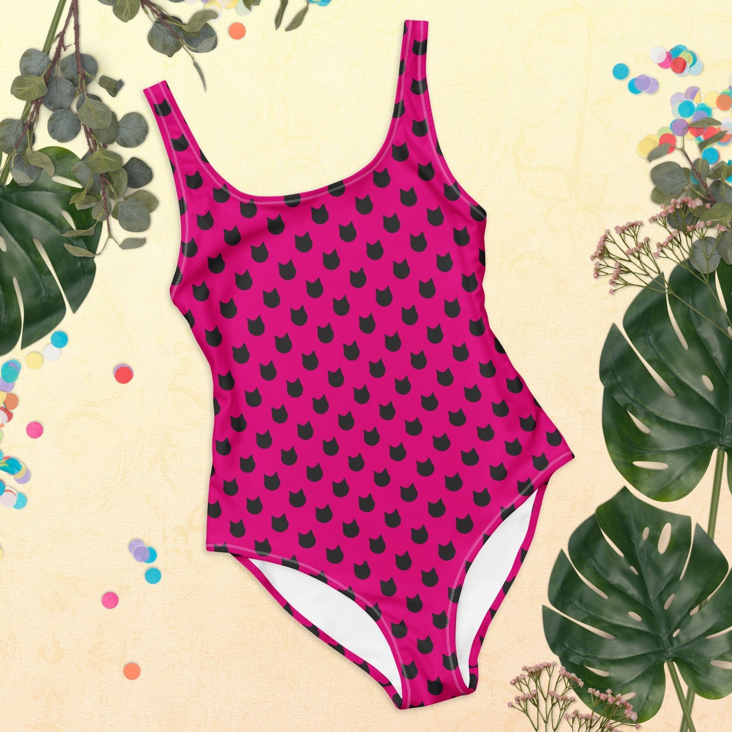 Berry Whiskers – Black Cat Polka Dot One - Piece Swimsuit - Nimblet
