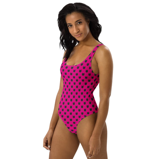 Berry Whiskers – Black Cat Polka Dot One - Piece Swimsuit - Nimblet