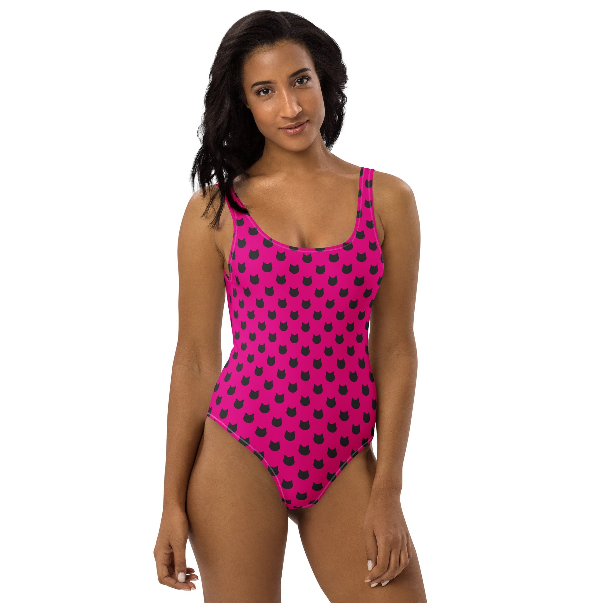 Berry Whiskers – Black Cat Polka Dot One - Piece Swimsuit - Nimblet