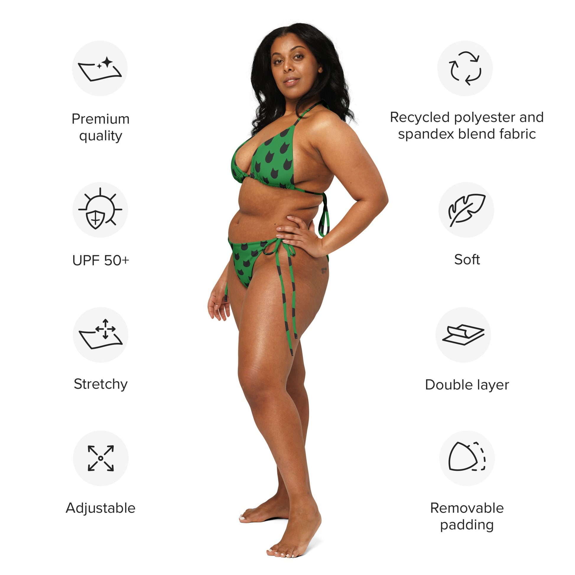 Emerald Whiskers – Black Cat Polka Dot Bikini - Nimblet