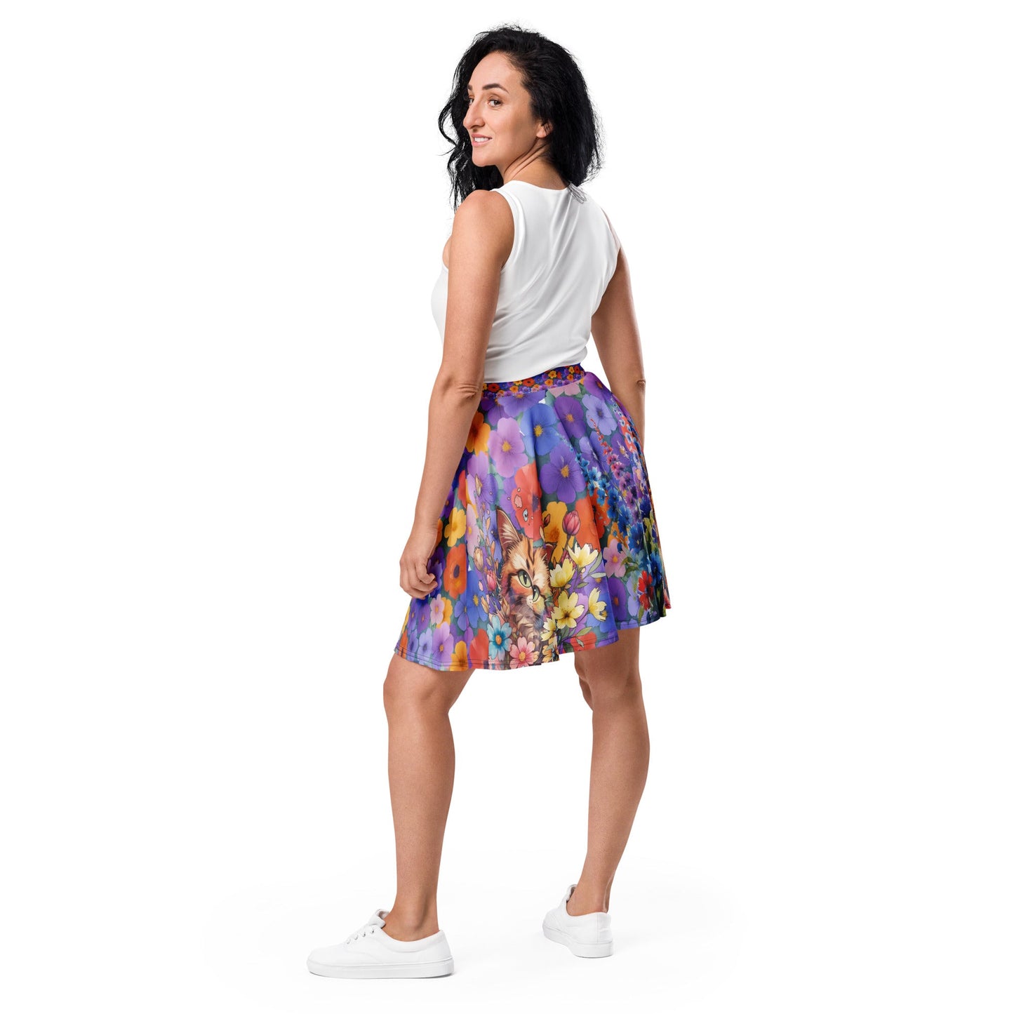 Fleur de Whiskers Skater Skirt - Nimblet