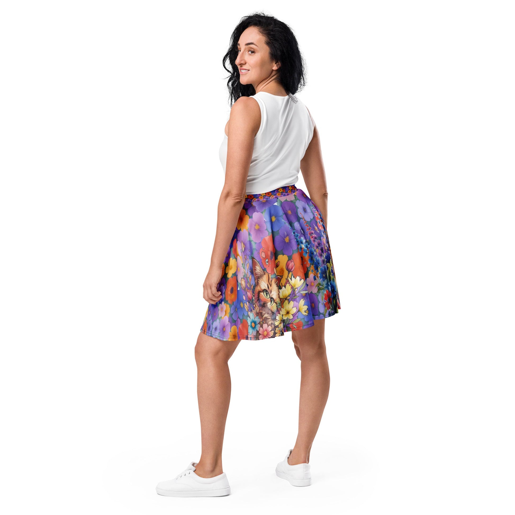 Fleur de Whiskers Skater Skirt - Nimblet