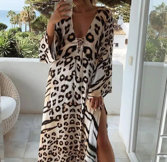 Leopard Luxe Casual Split Dress - Nimblet