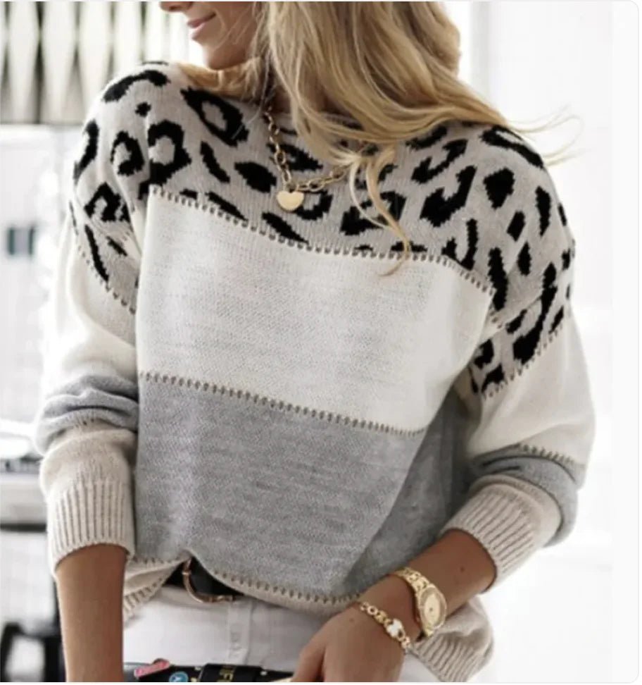 Leopard Print Color - Block Sweater - Nimblet
