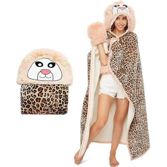 Leopard Print Hooded Blanket Cloak - Nimblet