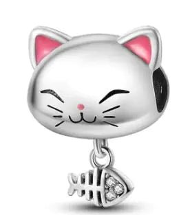 Lucky Cat & Fishbone Charm Pendant - Nimblet