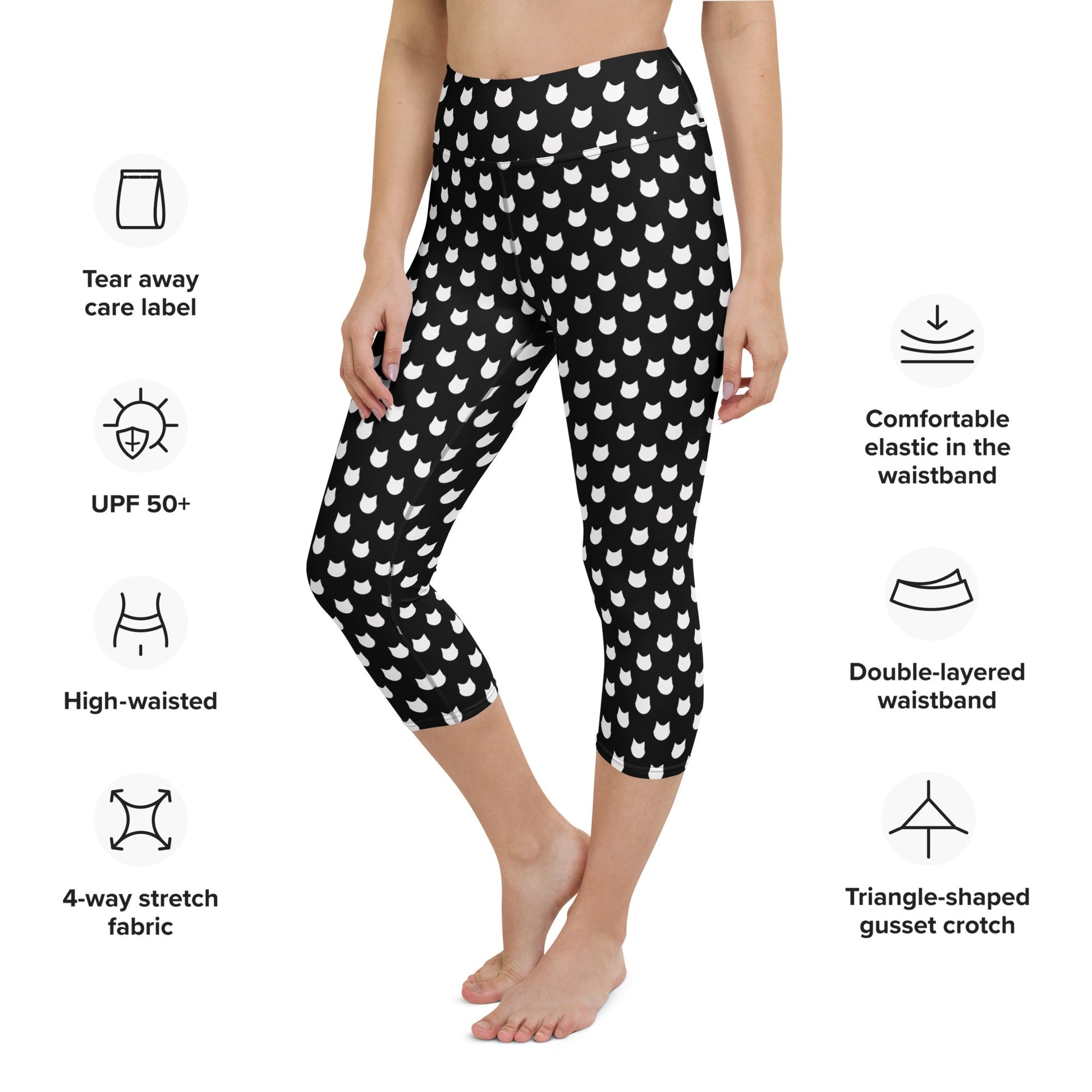 Midnight Whiskers Yoga Capri Leggings - Nimblet