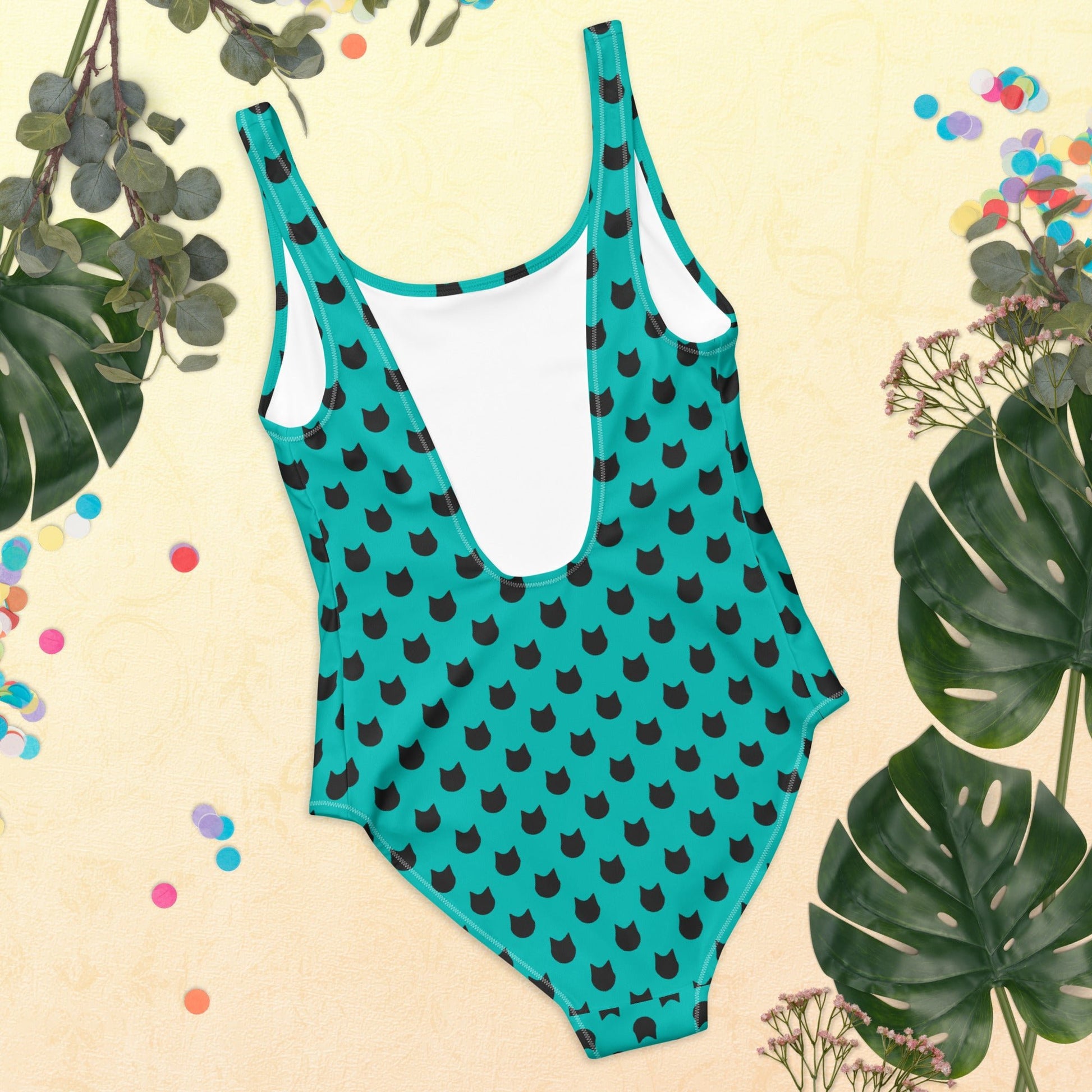 Ocean Whiskers – Black Cat Polka Dot One - Piece Swimsuit - Nimblet