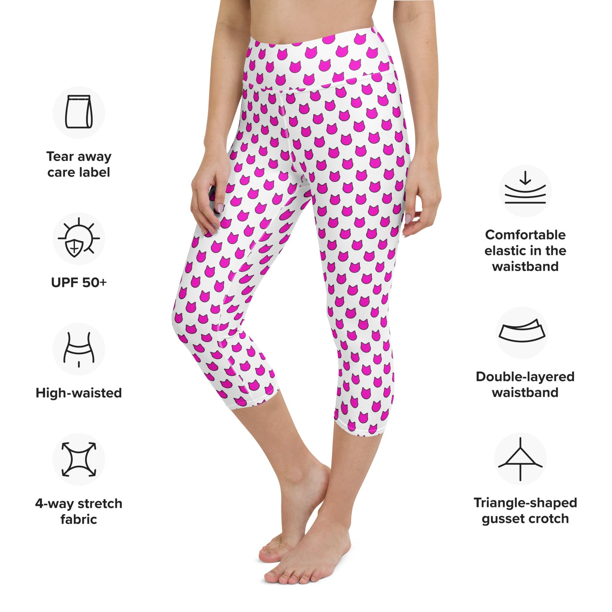 Pokka Kitty Dots Pink – Yoga Capri Leggings - Nimblet