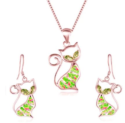 Purrfect Sparkle Cat Pendant & Earrings Set - Nimblet