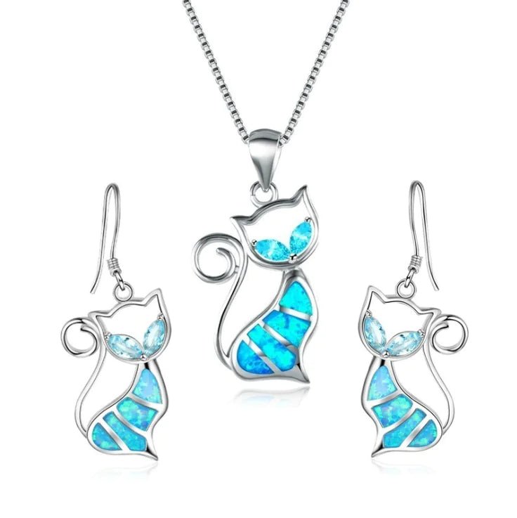 Purrfect Sparkle Cat Pendant & Earrings Set - Nimblet