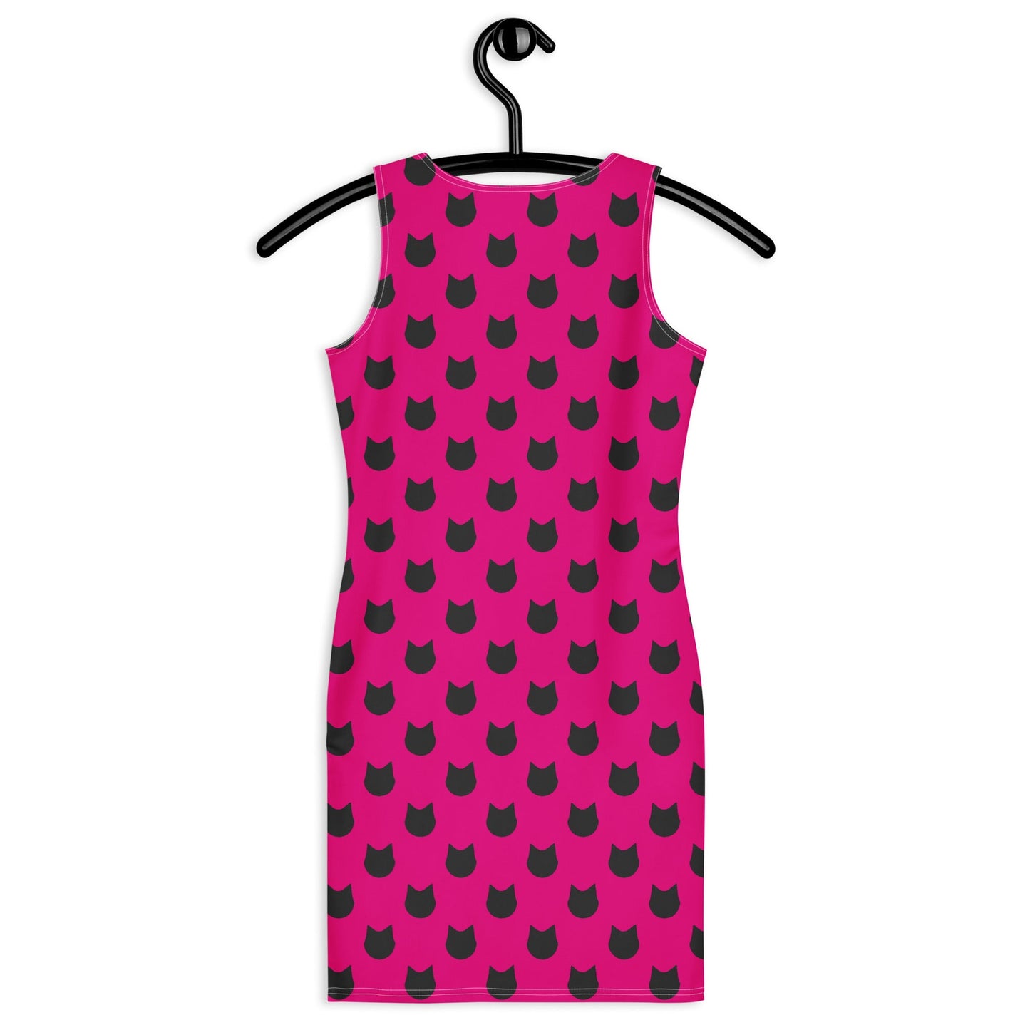 Purrfectly Pink – Black Cat Polka Dot Fitted Dress - Nimblet