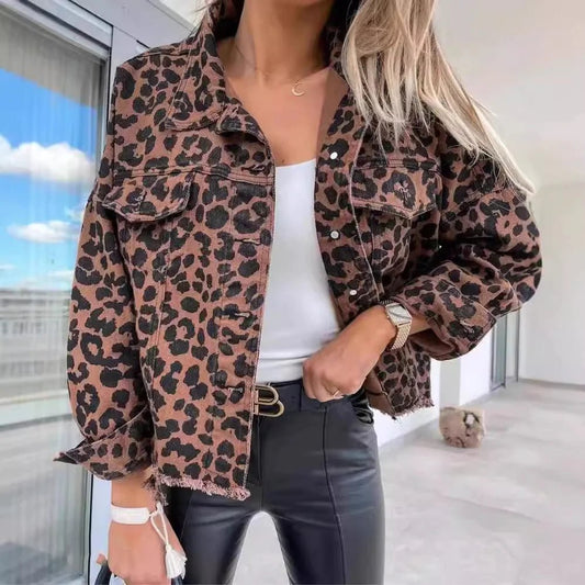 Retro Wild Leopard Denim Jacket - Nimblet