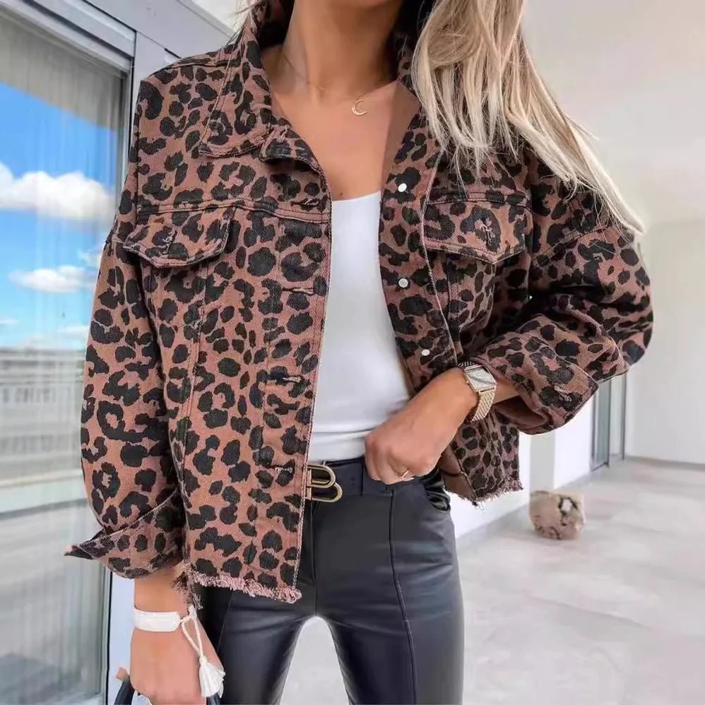Retro Wild Leopard Denim Jacket - Nimblet