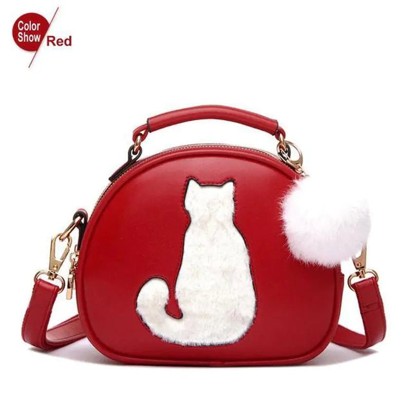 🐱 Round Cat Pom - Pom Shoulder Bag – Cute, Compact, and Full of Charm - Nimblet
