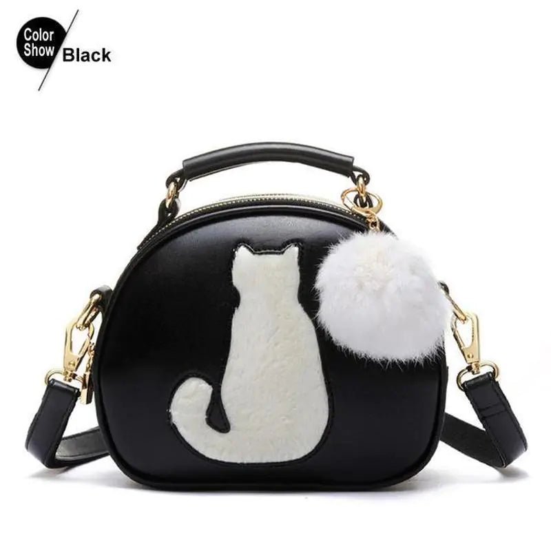 🐱 Round Cat Pom - Pom Shoulder Bag – Cute, Compact, and Full of Charm - Nimblet