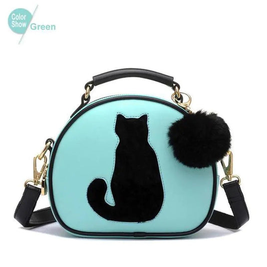 🐱 Round Cat Pom - Pom Shoulder Bag – Cute, Compact, and Full of Charm - Nimblet