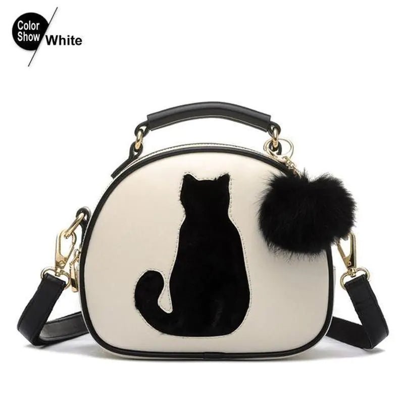 🐱 Round Cat Pom - Pom Shoulder Bag – Cute, Compact, and Full of Charm - Nimblet