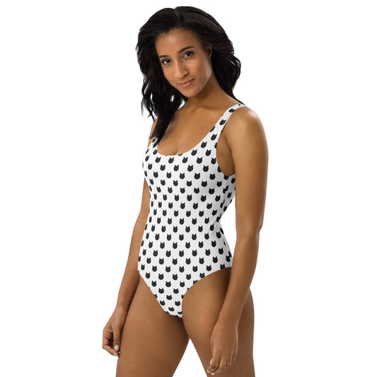 Snow Whiskers – Black Cat Polka Dot One - Piece Swimsuit - Nimblet