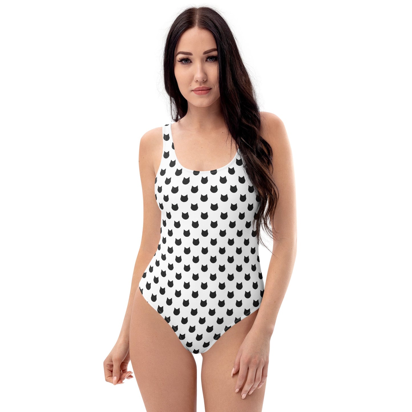 Snow Whiskers – Black Cat Polka Dot One - Piece Swimsuit - Nimblet