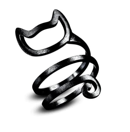 Spiral Tail — Sterling Cat Ring - Nimblet