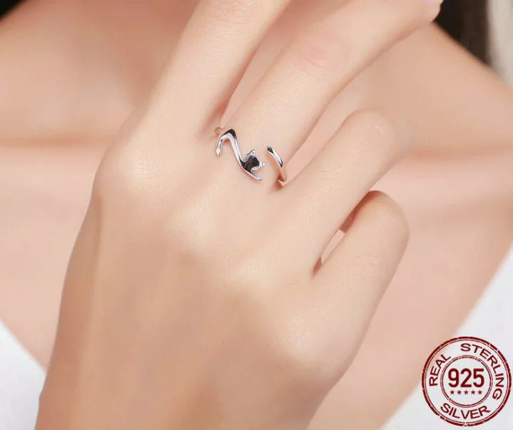 Sterling Silver Clingy Cat Ring - Nimblet