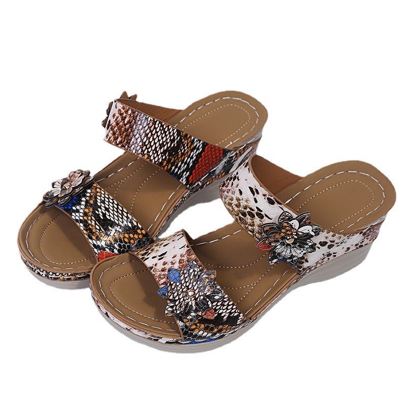 Wild Walk Leopard & Serpentine Wedge Sandals - Nimblet